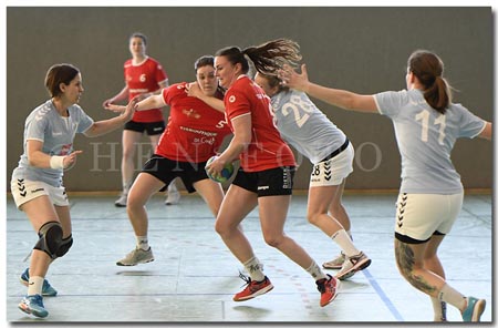 In der Handball Landesliga der Frauen setzt sich die TGB Darmstadt gegen den TV Langenselbold mit 33:21 (Susanne Schmidt (L), Mi 8 Julia Auerhammer (TGB) durch - copyright HEN-FOTO In der Handball Landesliga der Frauen setzt sich die TGB Darmstadt gegen den TV Langenselbold mit 33:21 (Susanne Schmidt (L), Mi 8 Julia Auerhammer (TGB) durch - copyright HEN-FOTO