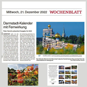 Bericht über meinen Darmstadt Kalender 2023 im VRM Wochenblatt