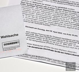 Wahlbenachrichtigung zum ersten Wahlgang auch zur Stichwahl zum Oberbürgermeister gültig! 