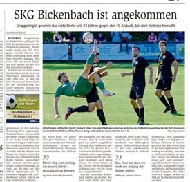 FC Alsbach patzt in der Gruppenliga beim Nachbar SKG Bickenbach und verliert 3:1 ( © HEN-FOTO )