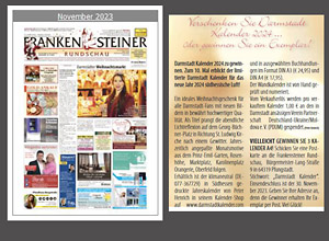 Die Veröffentlichung im Frankensteiner (November / Dezember Ausgabe Doppelseite) ermöglicht eine Verlosung von drei DIN A4 Kalender! Vielen Dank ! ( © HEN-FOTO )