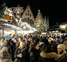 Den Frankfurter Weihnachtsmarkt schmückt der Weihnachtsbaum 