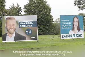 Zur Stichwahl für das Amt des Bürgermeisters treten am 26.10.2025 an: Katrin Seeger und Maximilian Schimmel (Fotogalerie © Peter Henrich / HEN-FOTO)