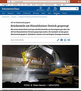 Bericht in der Hessenschau zu den Brückensprengungen (weitere Bilder in der Fotogalerie © Peter Henrich / HEN-FOTO)
