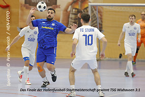 Das Finale der Hallenfussball-Stadtmeisterschadt 2026 bei der SG Arheilgen gewinnt die TSG Wixhausen gegen Sturm Darmstadt mit 3:1 (Foto © Peter Henrich)