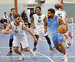 In der Basketball Oberliga besiegt SV Darmstadt 98 am 12. Spieltag den Tabellenersten TV Babenhausen (91:96) (FOTO © Peter Henrich)