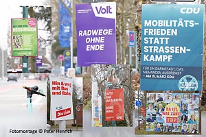 Seit Sonntag machen zahlreiche bunte Wahlplakate auf die anstehende Kommunalwahl im März aufmerksam (Foto © Peter Henrich)