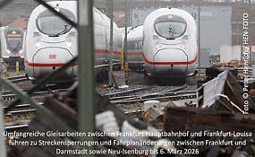 Impressionen aus Frankfurt zum bevorstehenden ÖPNV-Streik am Dienstag in Frankfurt, Gießen, Marburg, Kassel, Wiesbaden und den anstehenden Fahrplanänderungen aufgrund Gleisarbeit Frankfurt Hbf - Frankfurt-Louisa (Fotogalerie ☺ Peter Henrich)