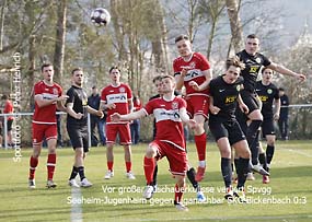 Vor zahreichen Fussball Fans kann sich in der Kreisoberliga Begegnung Spvgg Seeheim-Jugenheim gegen SKG Bickenbach (0:3) nicht durchsetzen (Fotogalerie © Peter Henrich)