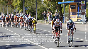 Das Radrennen Eschborn-Frankfurt 2026 gewinnt vo. li. Georg Zimmermann (Team Lotto - Intermarché) der hier auf dem Gefälle von Kronberg nach Eschborn Tempo macht (Sportfoto © Peter Henrich)