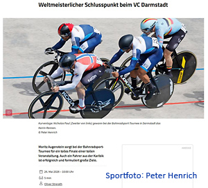 Bei der Internationalen Bahnrad Tournee nahmen 220 Teilnehmer aus 30 Nationen teil. Beim Finale Keirin Männer siegte und punktete im Velodrom des VC Darmstadt Vizeweltmeister Nicholas PAUL aus Trinidad u. Tobago (Sportfotografie © Peter Henrich / HEN-FOTO) Bei der Internationalen Bahnrad Tournee nahmen 220 Teilnehmer aus 30 Nationen teil. Beim Finale Keirin Männer siegte und punktete im Velodrom des VC Darmstadt Vizeweltmeister Nicholas PAUL aus Trinidad u. Tobago (Sportfotografie © Peter Henrich / HEN-FOTO)