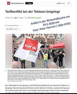 Aufgrund eines Berichtes in der Wirtschaftswoche ist der Tarifkonflikt zwischen der Telekom / Gewerkschaft Verdi und den Arbeitgebern beigelegt (Foto: Peter Henrich)