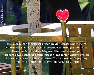 Eröffnung Havel's Place im Metzlerpark Frankfurt im Rahmen der Frankfurter Buchmesse zu Ehren Vaclav Havel (Foto: Peter Henrich / HEN-FOTO)
