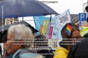Das Bündnis gegen Rechs ruft zur Gegendemonstration zum AfD Bürgerdialog der Hessischen AfD in Darmstadt-Eberstadt auf (Foto: Peter Henrich)